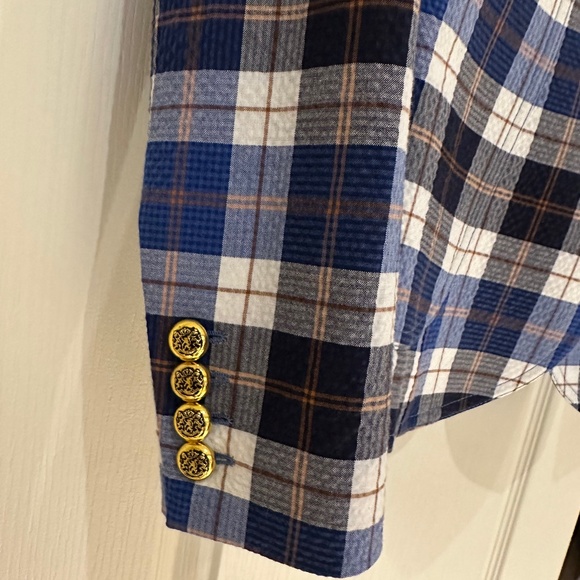 Smythe Patch Pocket Duchess Blazer Blue Plaid - Picture 7 of 15